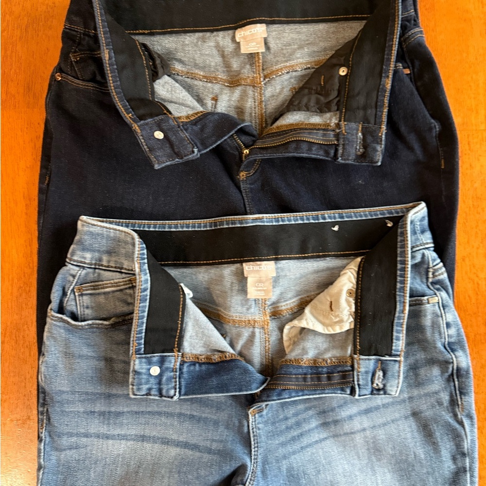 Chico's womens Jeans - Dark Blue and Light Blue both pair sold together-